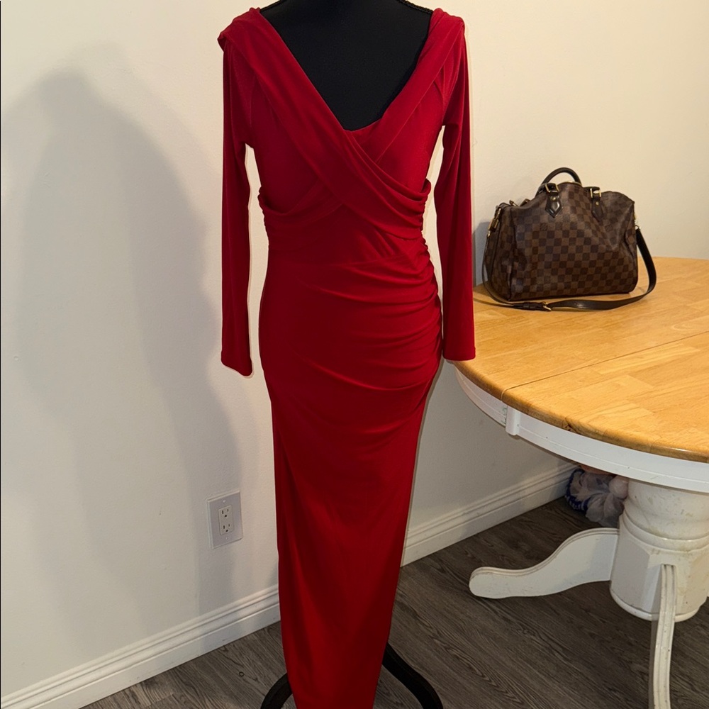 Fashion Nova Bold Red Long Sleeve Dress